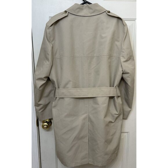 London Fog Men's Trench Coat Pea coat Zip Out Lining Size 42 Reg Tan VTG - Picture 2 of 16